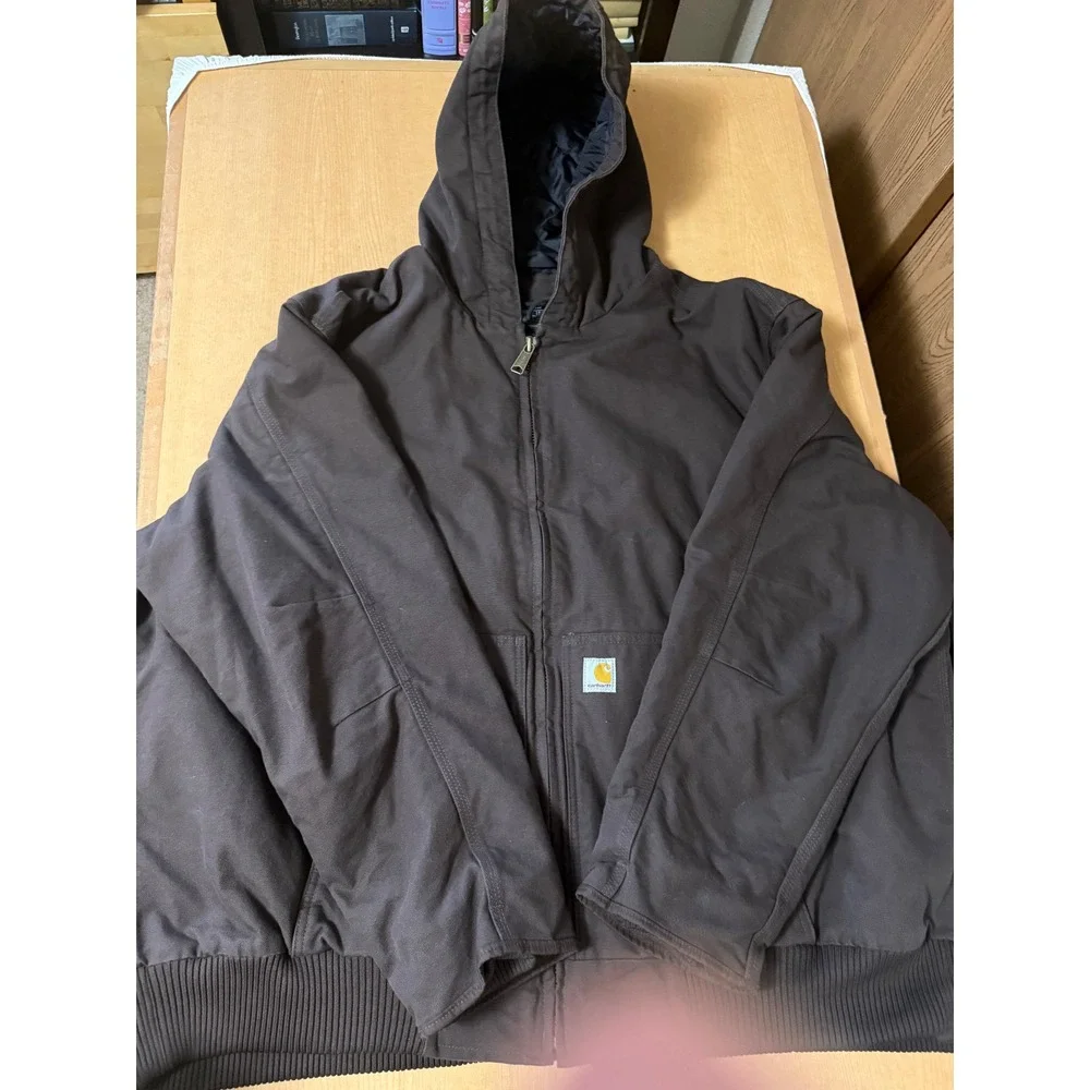 Carhartt J130-M Brown Duck Canvas Active Jacket Loose Fit Mens 4XL Quilt Lined